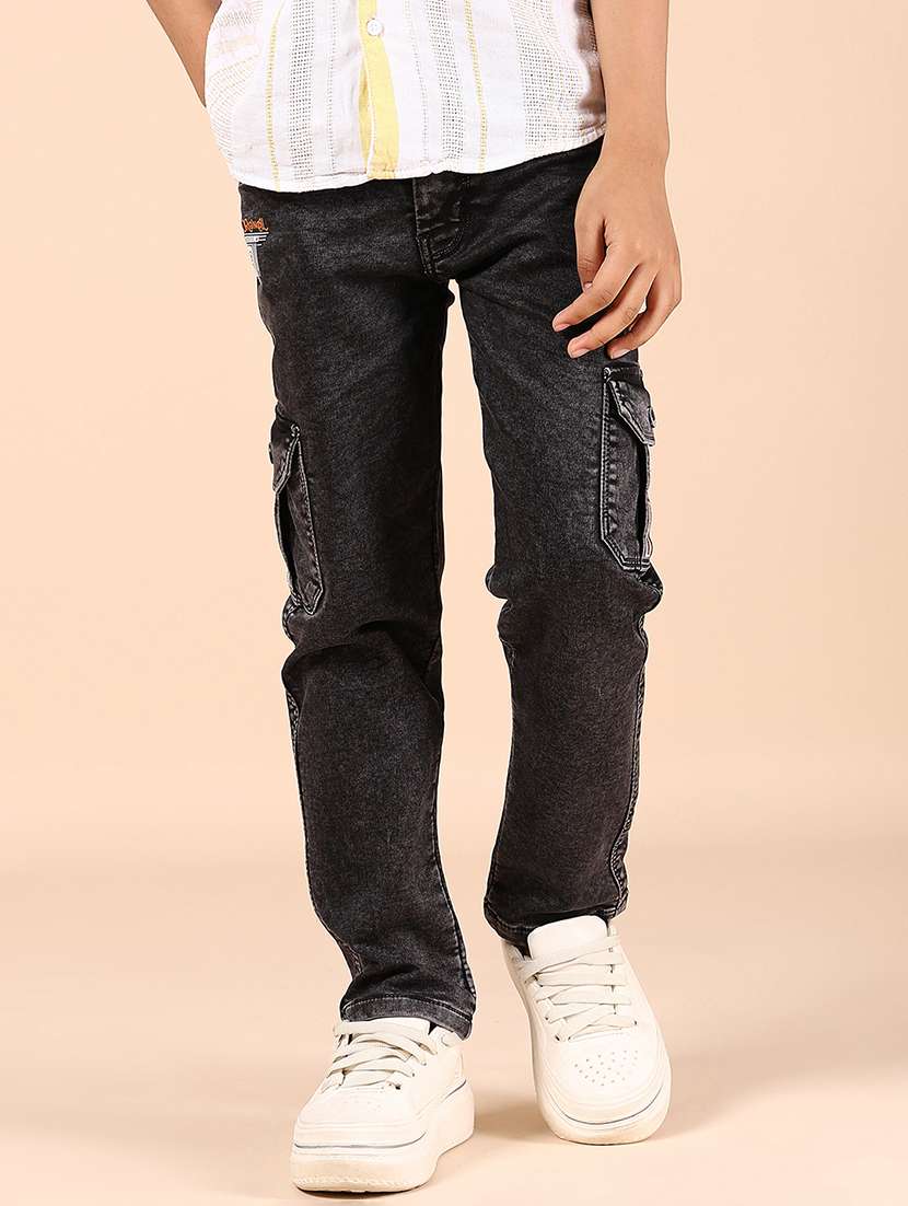 boy grey mid rise plain cargo