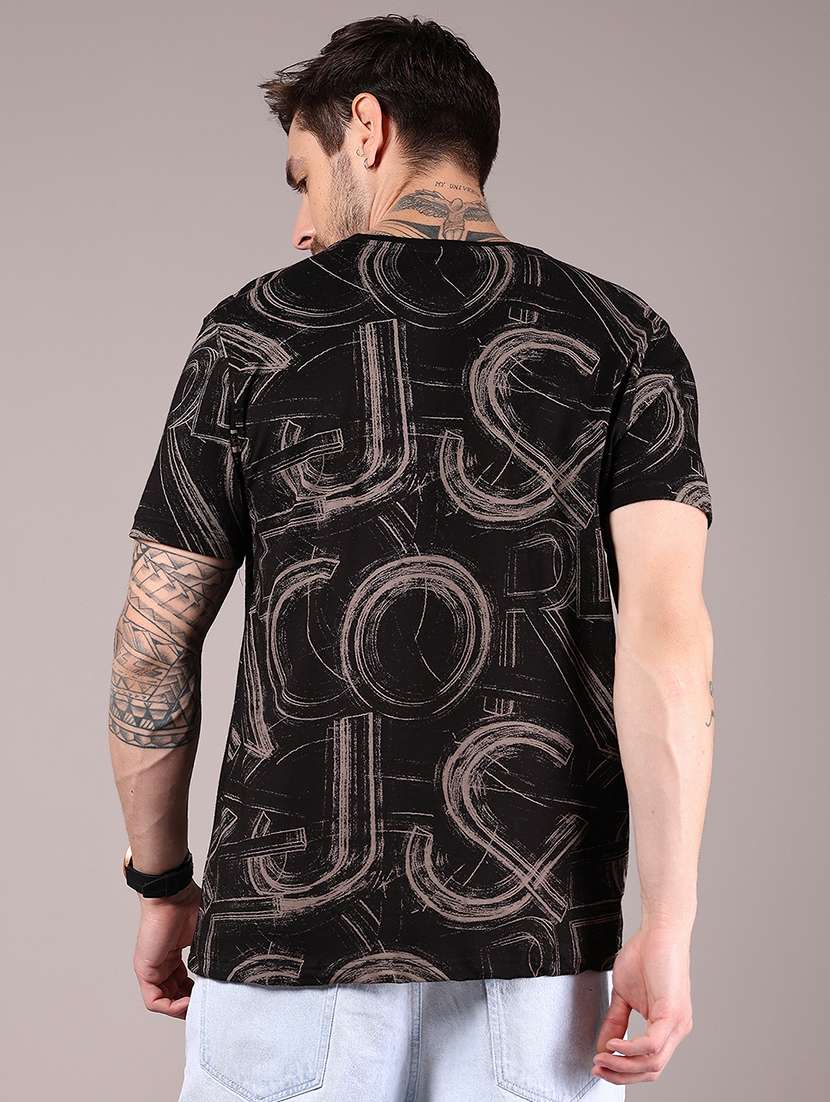 black cotton all over print tshirt - 21874328 -  Standard Image - 2