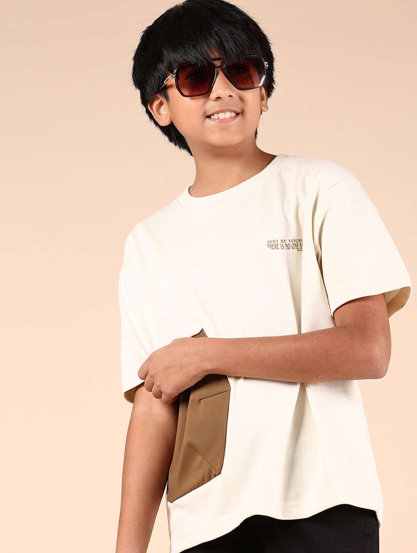 boys placement print round neck t-shirt