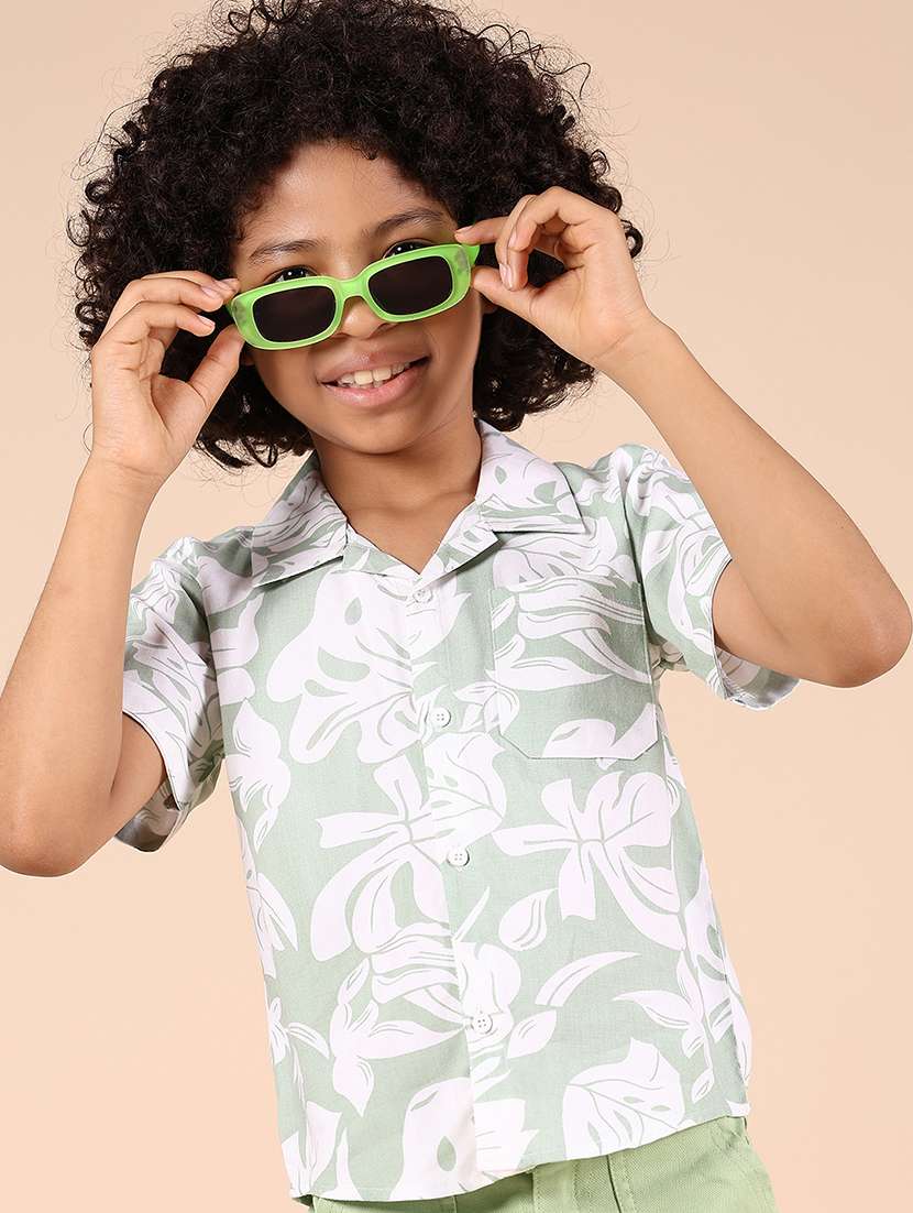 boys printed shirt & shorts casual wear set