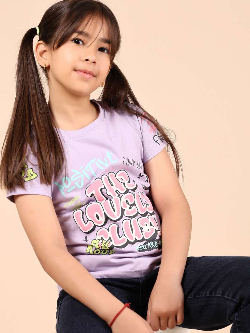 girls printed round neck tee