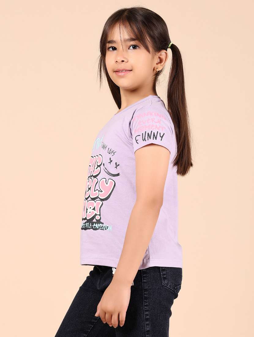 girls printed round neck tee - 21874416 - Standard Image - 2