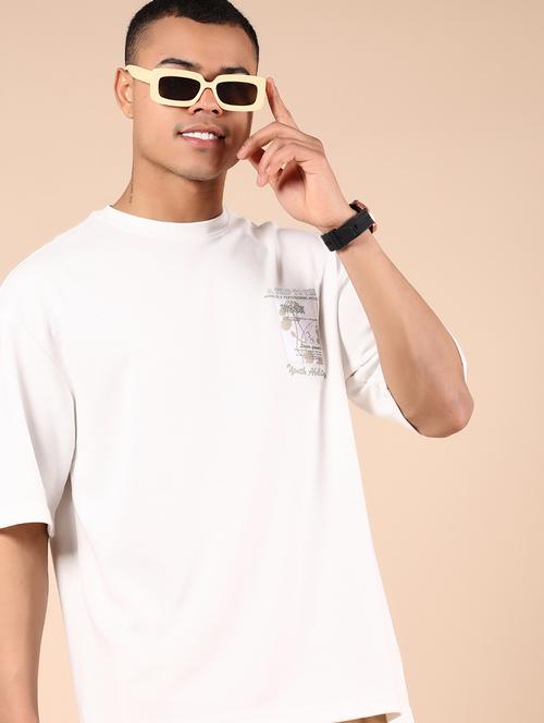 men front & back print round neck oversized t-shirt - 21874425 -  Standard Image - 0