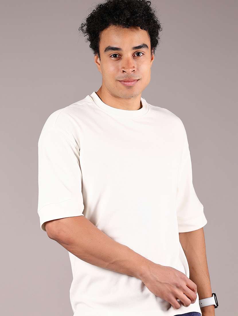 men solid short sleeve loose fit t-shirt