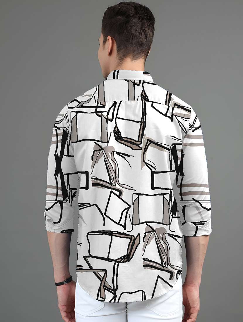 men printed collared long sleeves casual shirt - 21874524 - Standard Image - 2