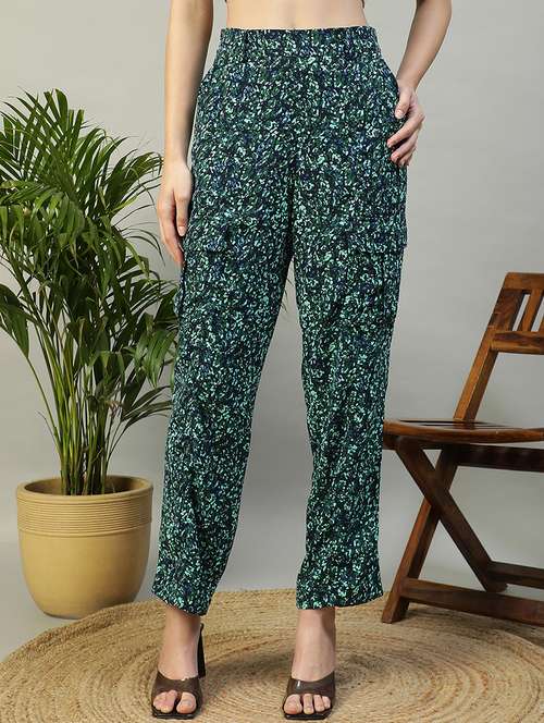 women printed mid rise straight trouser - 21874592 - Standard Image - 0