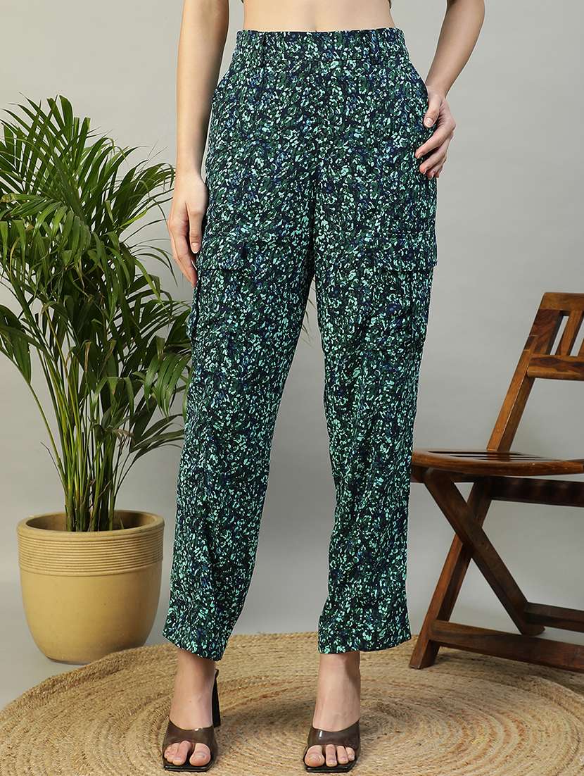 women printed mid rise straight trouser - 21874592 - Zoom Image - 0