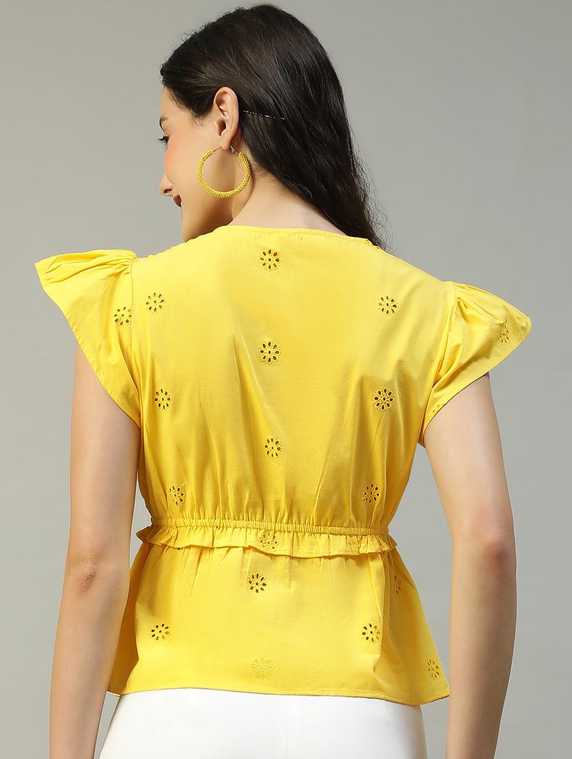 women flute sleeevs schiflli peplum top - 21874602 - Standard Image - 2
