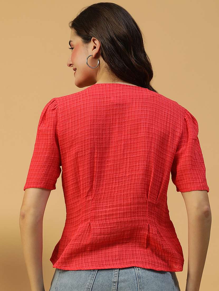 women self designed short sleeves wrap top - 21874606 -  Standard Image - 2