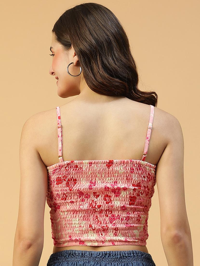 women printed shoulder strap crop top - 21874610 - Standard Image - 2