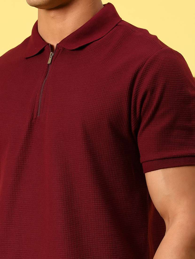 maroon cotton plain tshirt - 21874685 -  Standard Image - 2