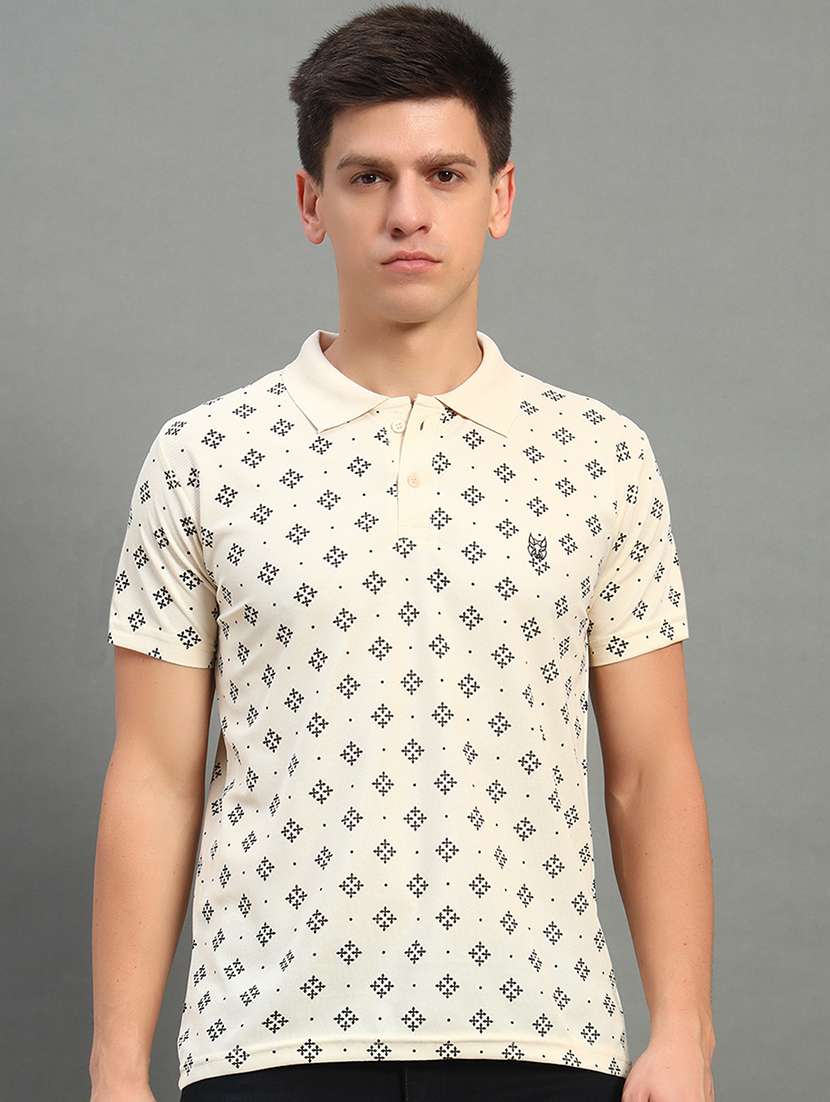 men printed short sleeve regular fit polo t-shirt