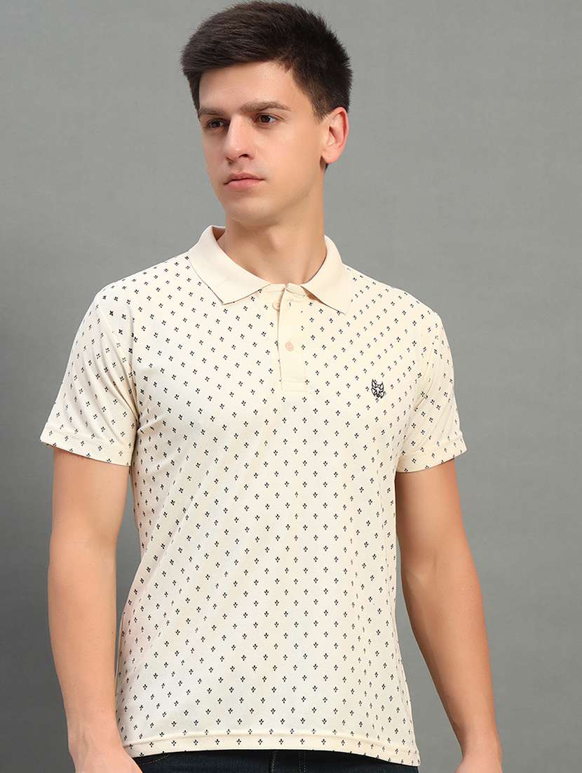 men printed short sleeve regular fit polo t-shirt