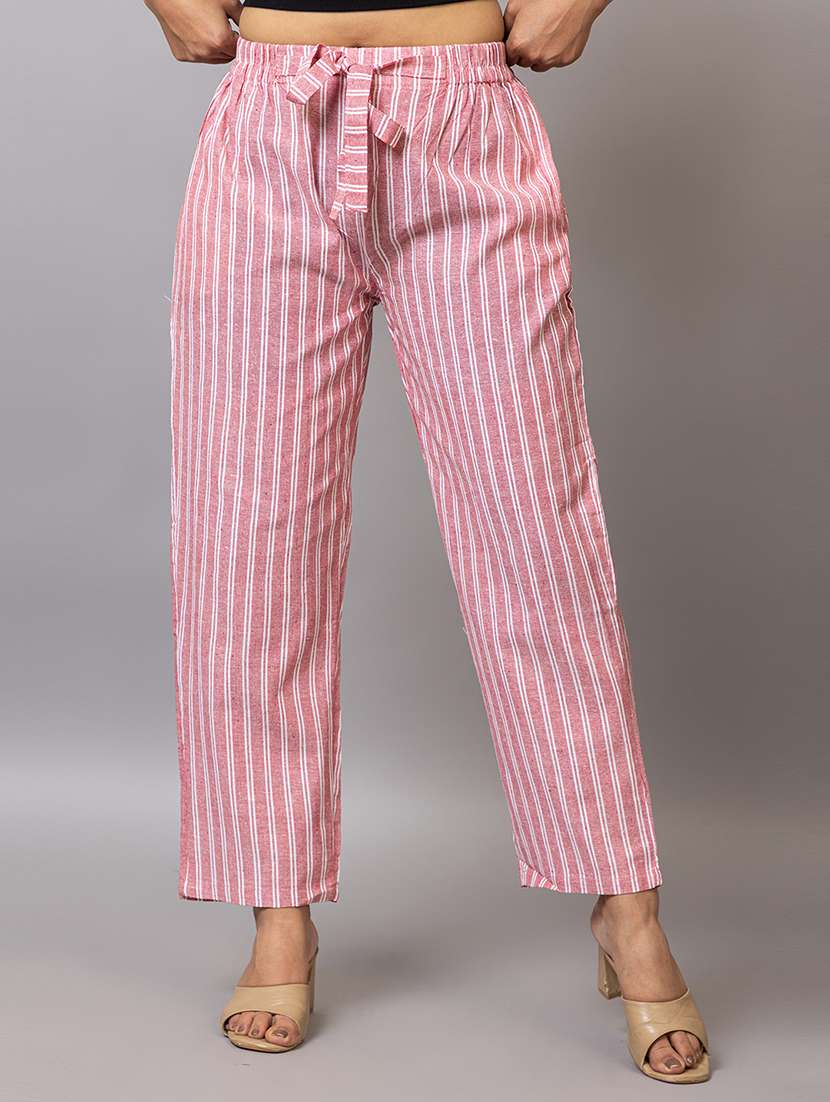 women striped mid rise full length palazzo