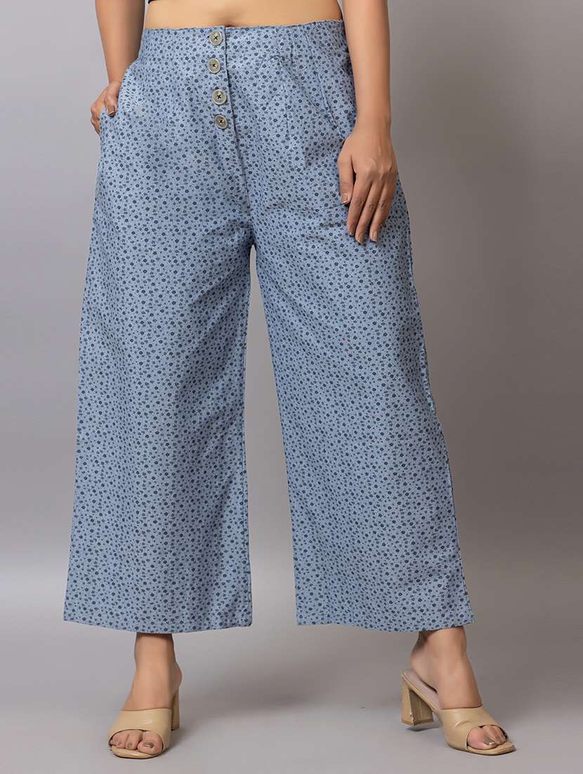 women printed mid rise ankle length trouser