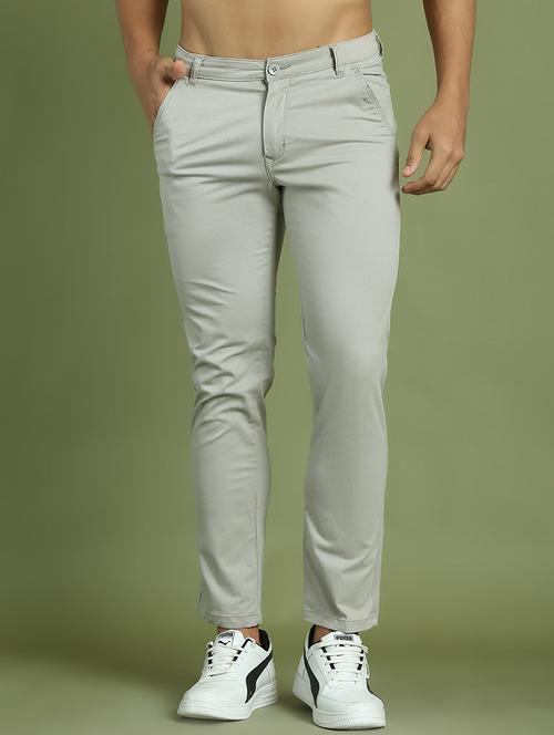 men grey mid rise flat front casual trouser - 21874831 - Standard Image - 0