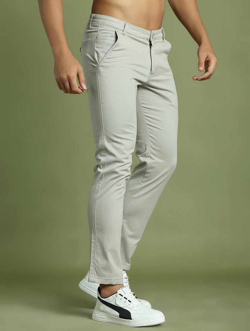 men grey mid rise flat front casual trouser - 21874831 - Standard Image - 2