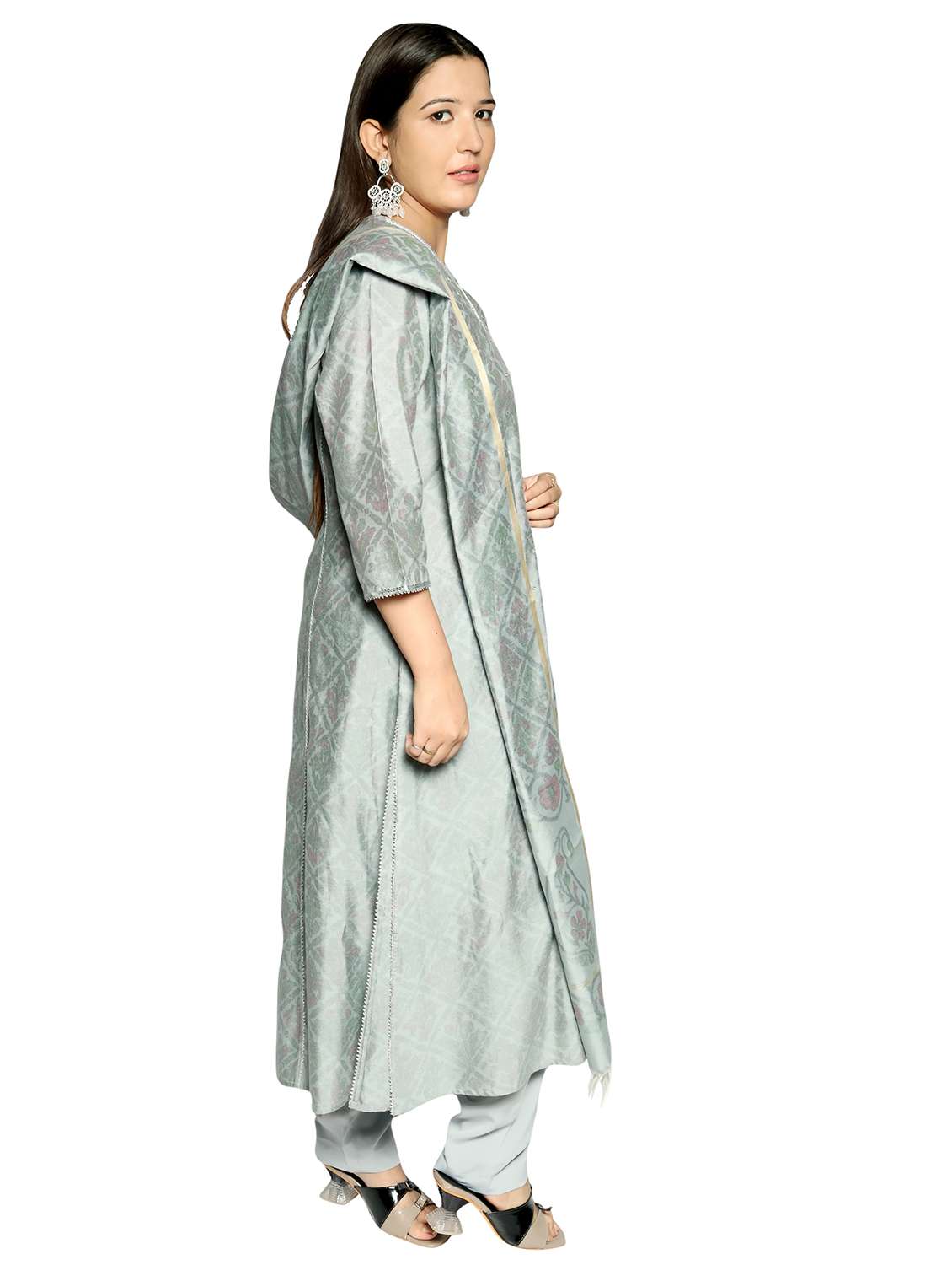 women three quarter sleeve kurta pant with dupatta set - 21874838 -  Standard Image - 2