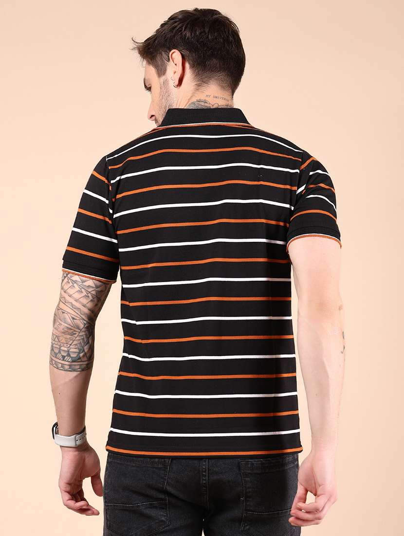 men striped short sleeve regular fit polo t-shirt - 21878705 -  Standard Image - 2