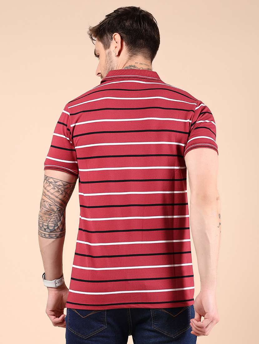 men striped short sleeve regular fit polo t-shirt - 21878706 -  Standard Image - 2