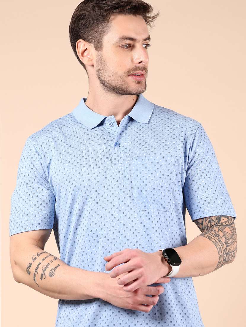 blue cotton all over print tshirt - 21878913 -  Standard Image - 2