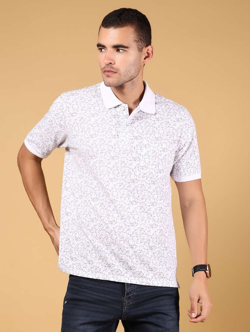 men printed short sleeve regular fit polo t-shirt
