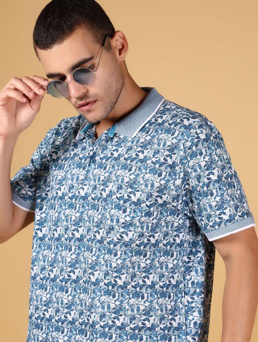 men printed short sleeve regular fit polo t-shirt - 21879204 -  Standard Image - 2