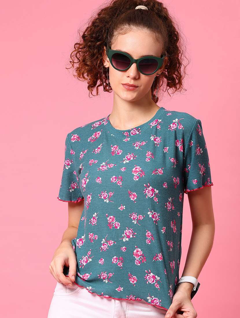 women printed short sleeve regular fit t-shirt