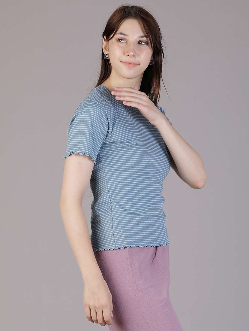 women striped short sleeve t-shirt - 21880795 - Standard Image - 2