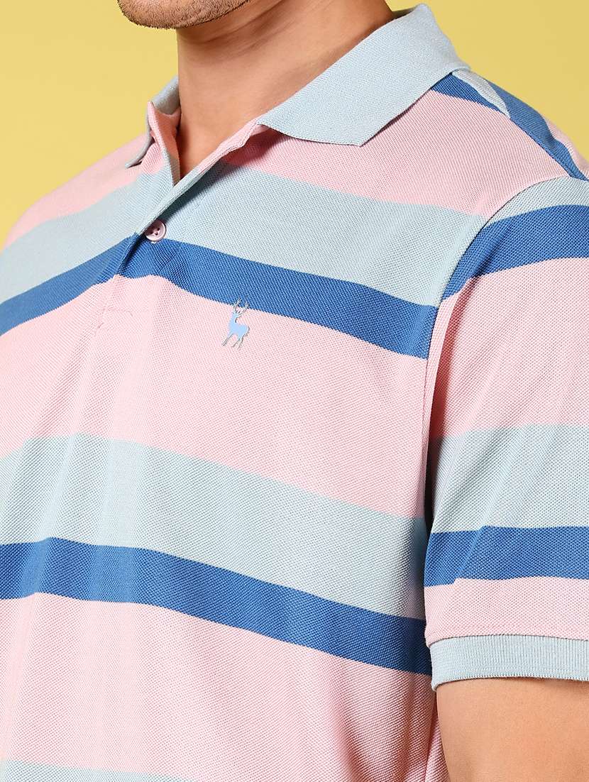 men striped short sleeve rgular fit polo t-shirt - 21880817 -  Standard Image - 2