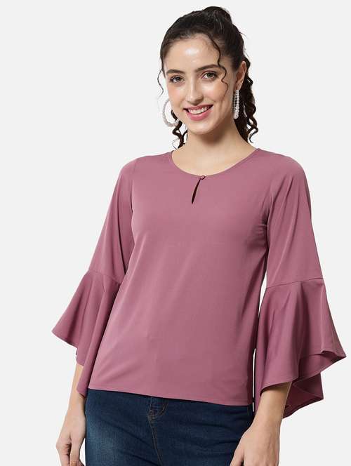 women solid flared sleeves regular top - 21880852 - Standard Image - 0