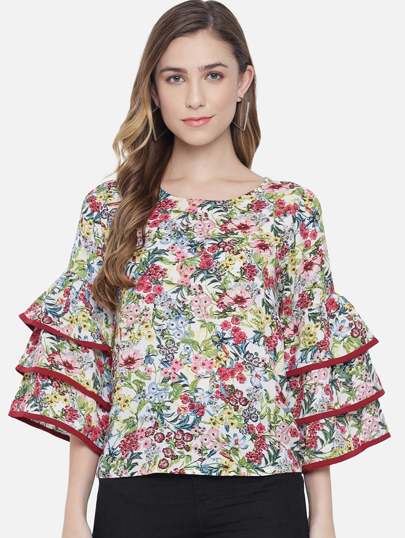 women floral print flared sleeves regular top - 21880878 -  Zoom Image - 0