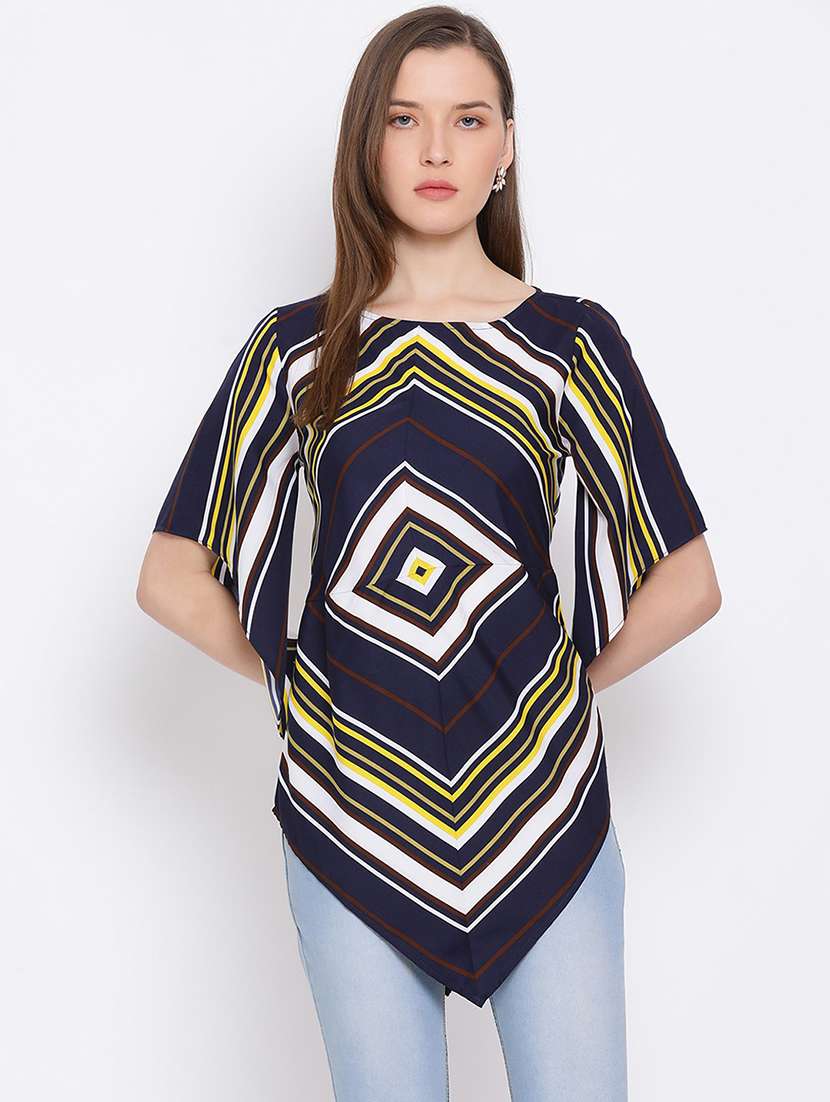 women geometric printed kimono sleeves top
