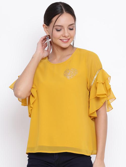women solid short sleeves regular top - 21880886 - Standard Image - 0