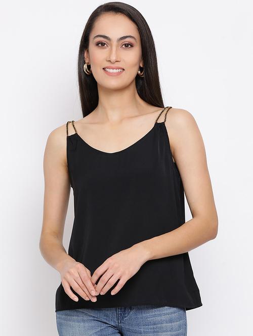 women solid shoulder strap regular top - 21880889 -  Standard Image - 0