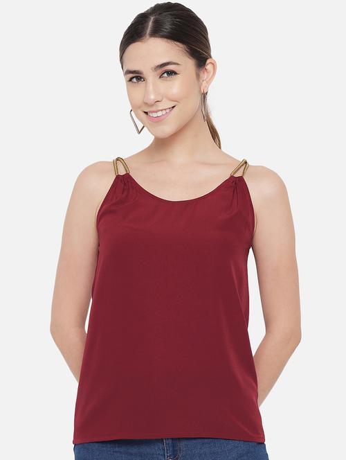 women solid shoulder strap regular top - 21880894 -  Standard Image - 0