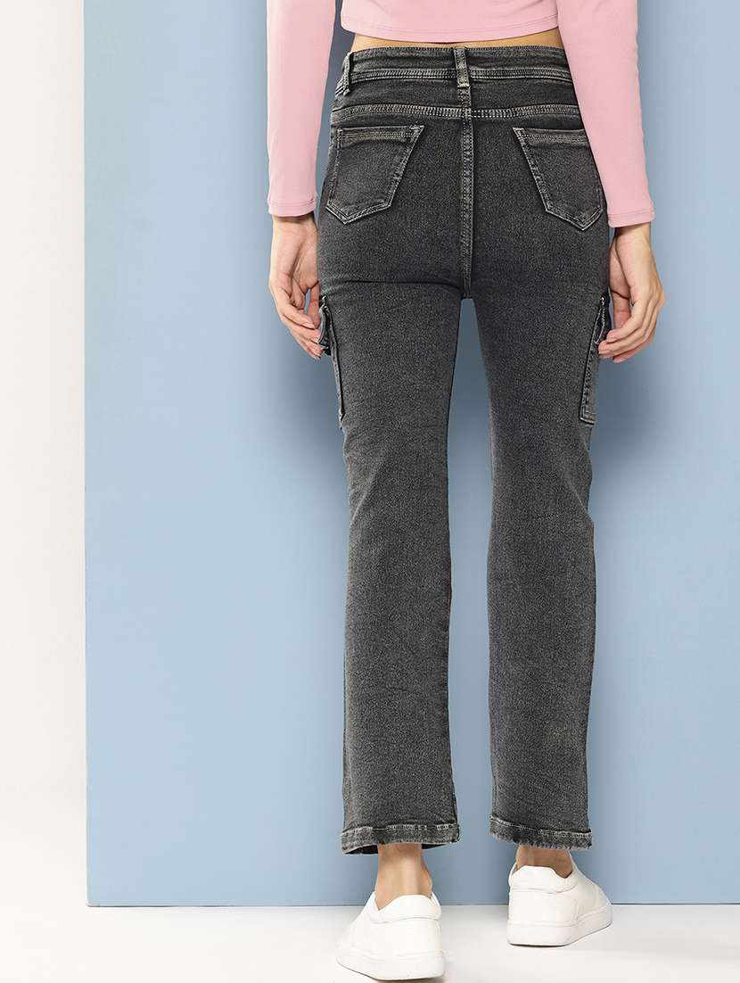 women solid mid rise denim cargo - 21880956 -  Standard Image - 2