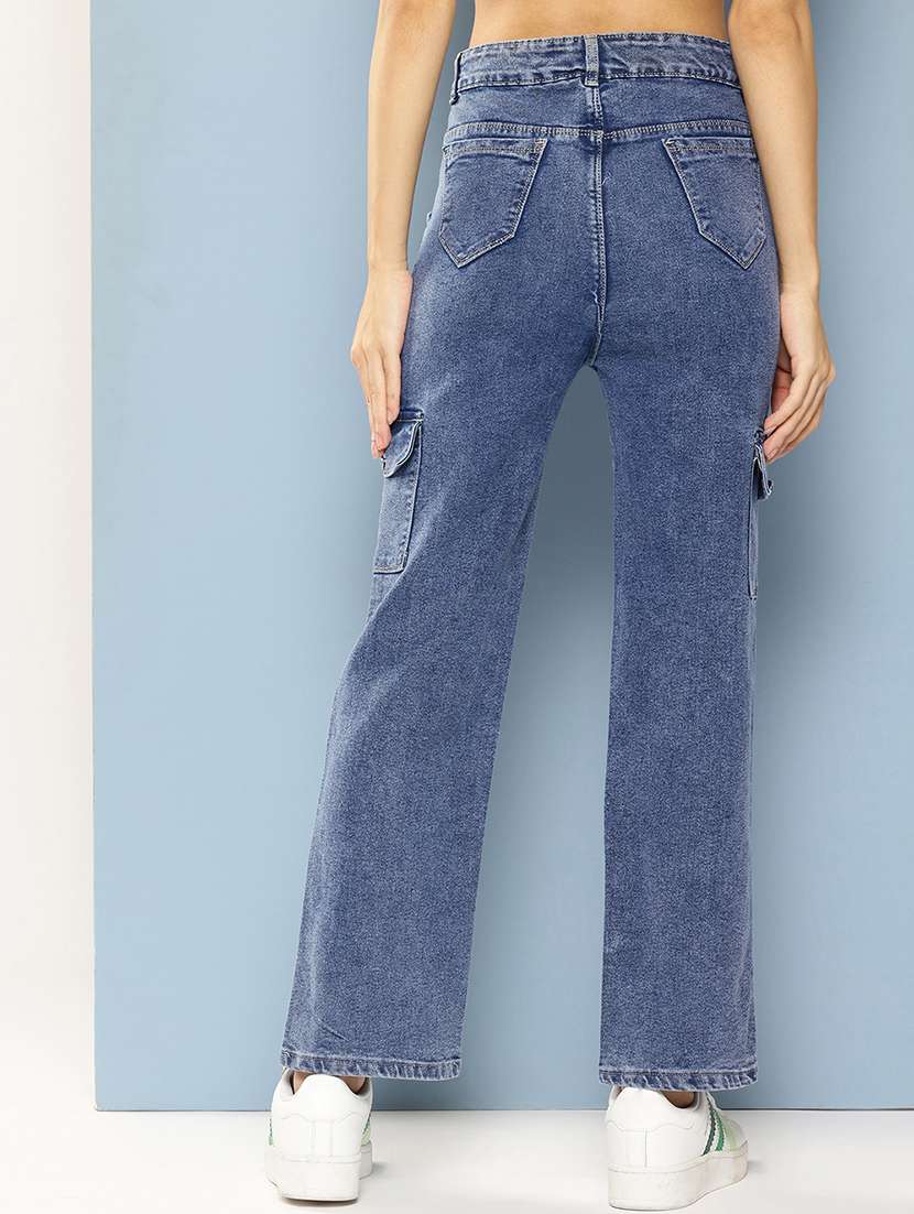 women solid mid rise denim cargo - 21880965 -  Standard Image - 2