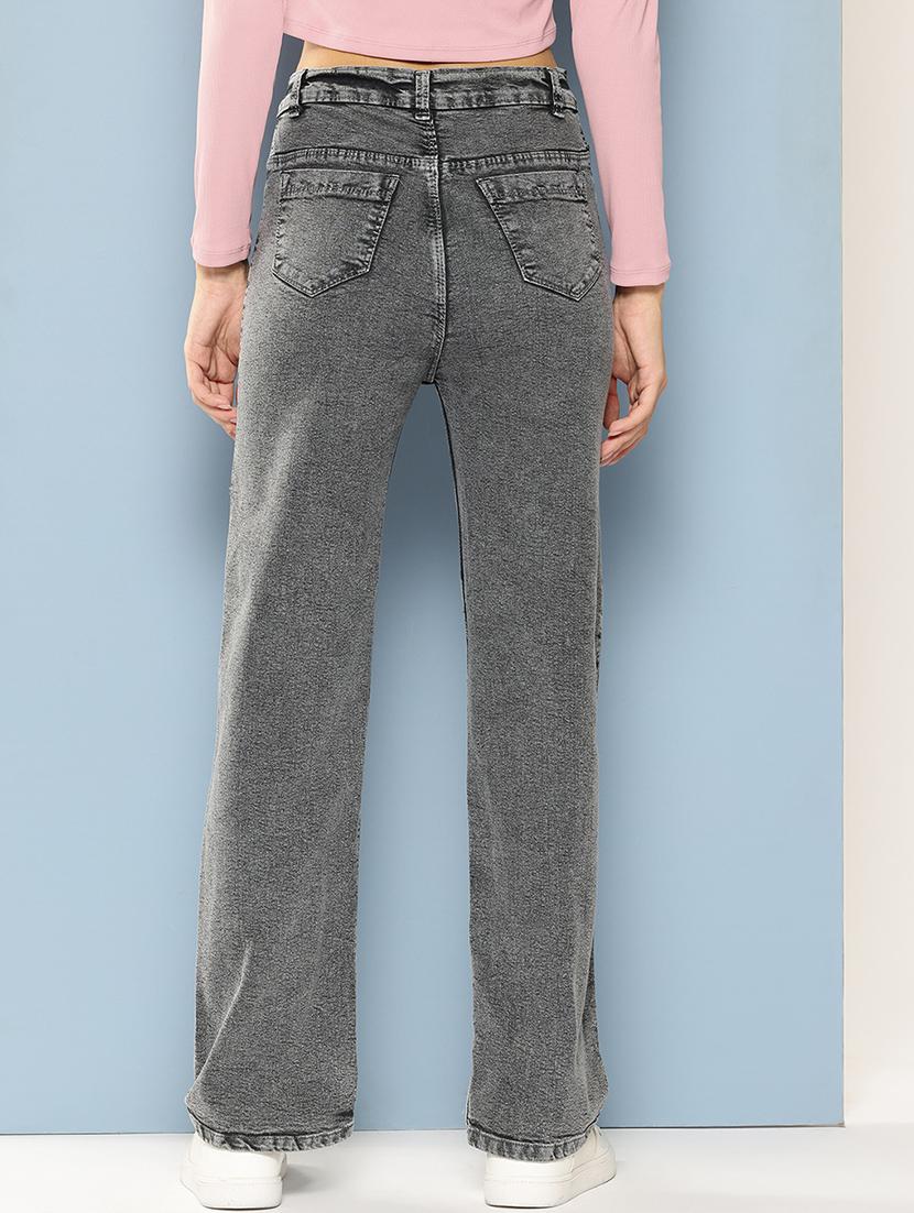 women solid high rise straight fit jean - 21880978 - Standard Image - 2