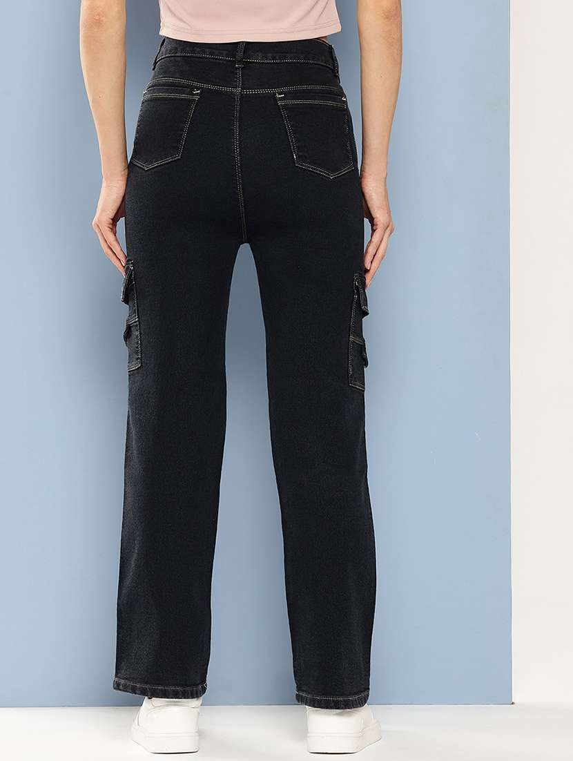 women solid mid rise denim cargo - 21880991 -  Standard Image - 2