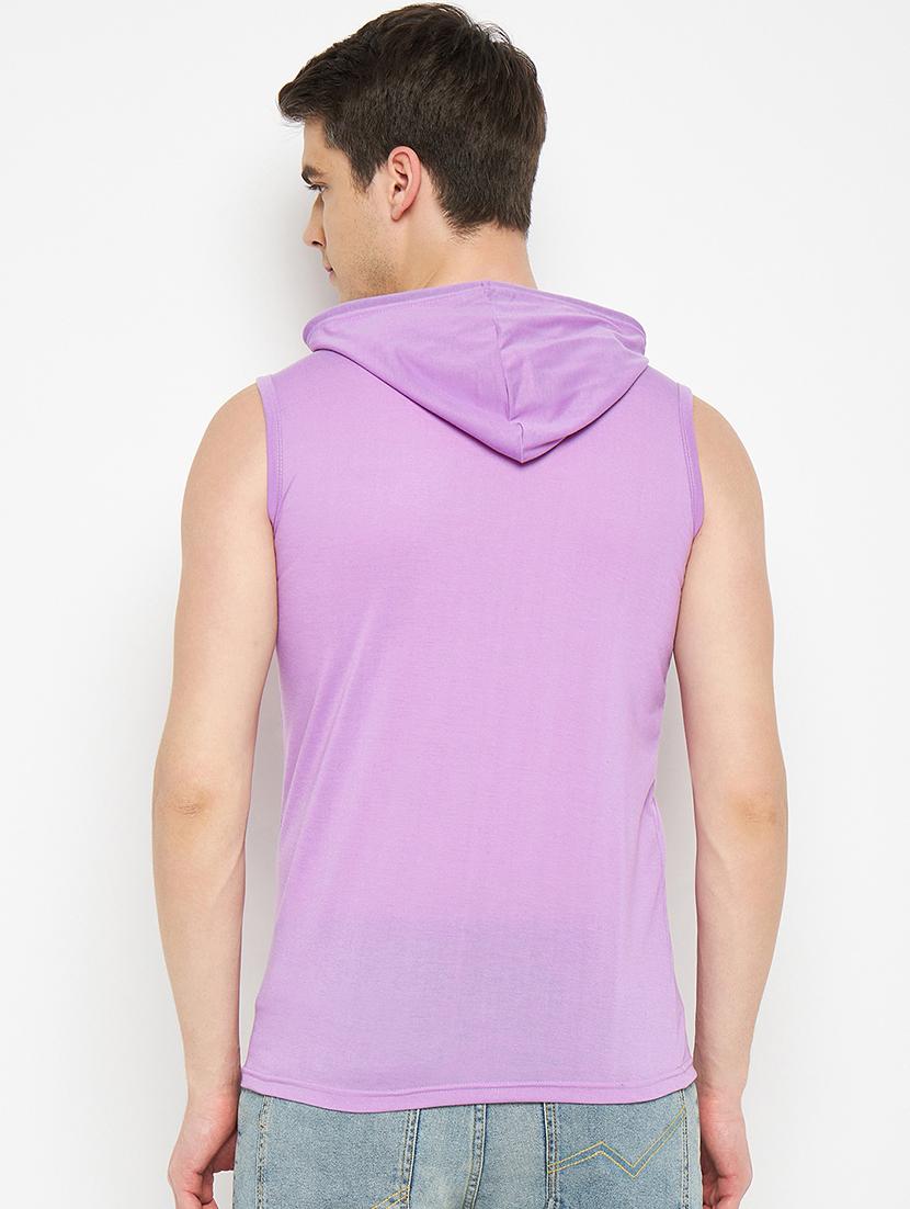 men solid sleeveless regular fit hooded t-shirt - 21881036 - Standard Image - 2