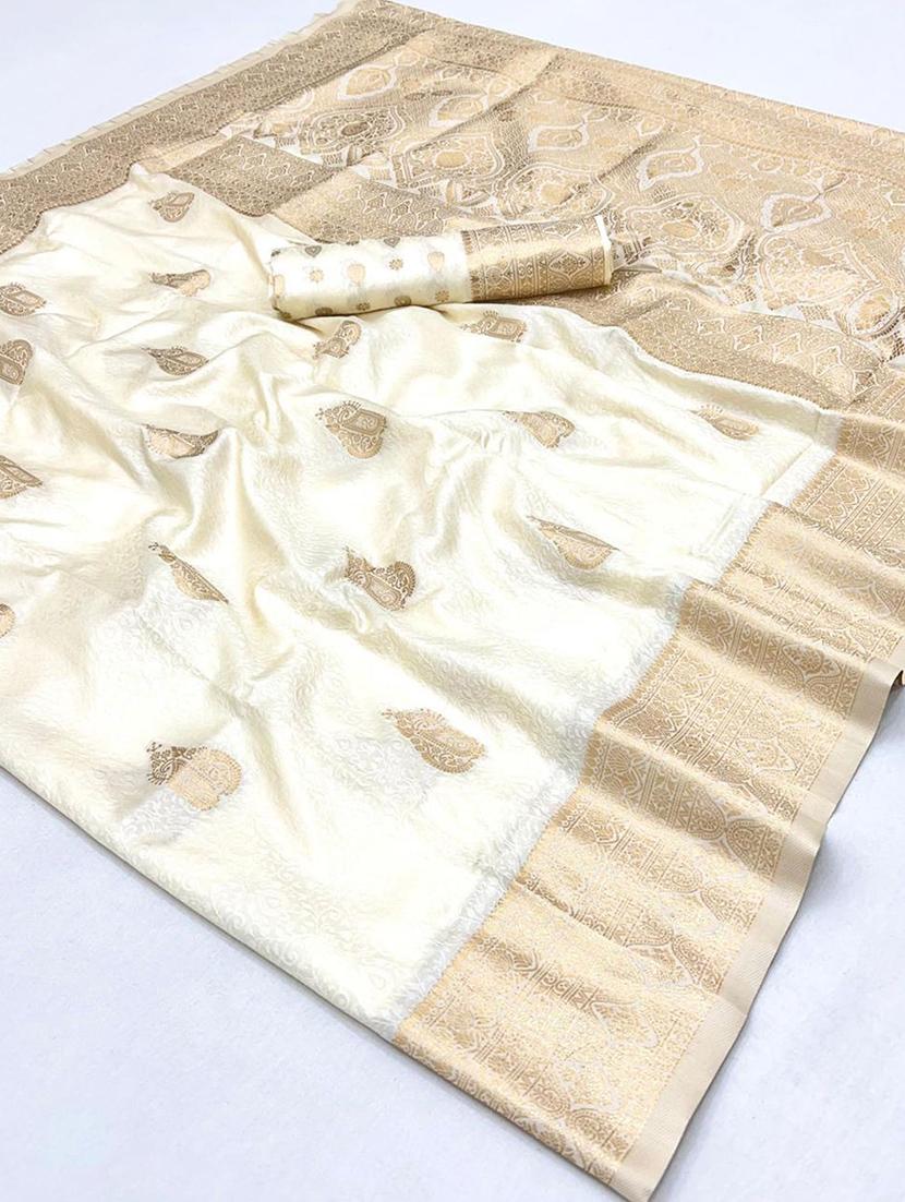 women white banarasi saree with blouse - 21881122 - Standard Image - 2