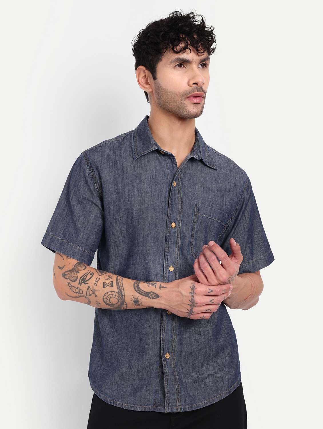 men solid short sleeve regular fit casual shirt