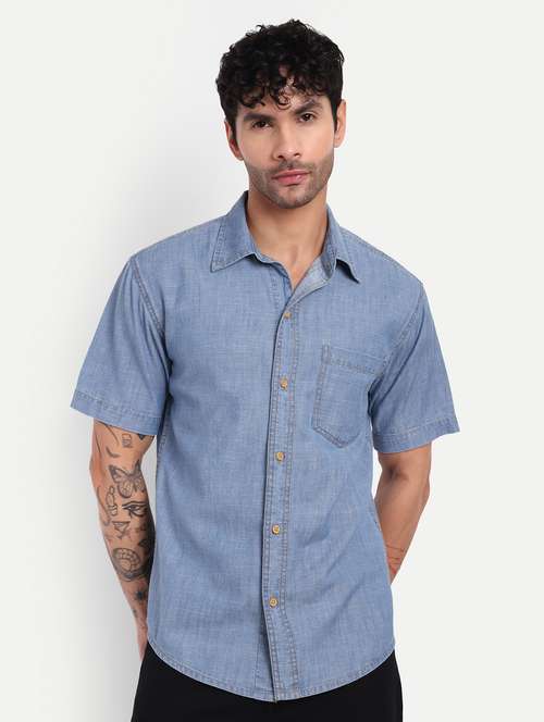 men solid short sleeve regular fit casual shirt - 21881138 -  Standard Image - 0