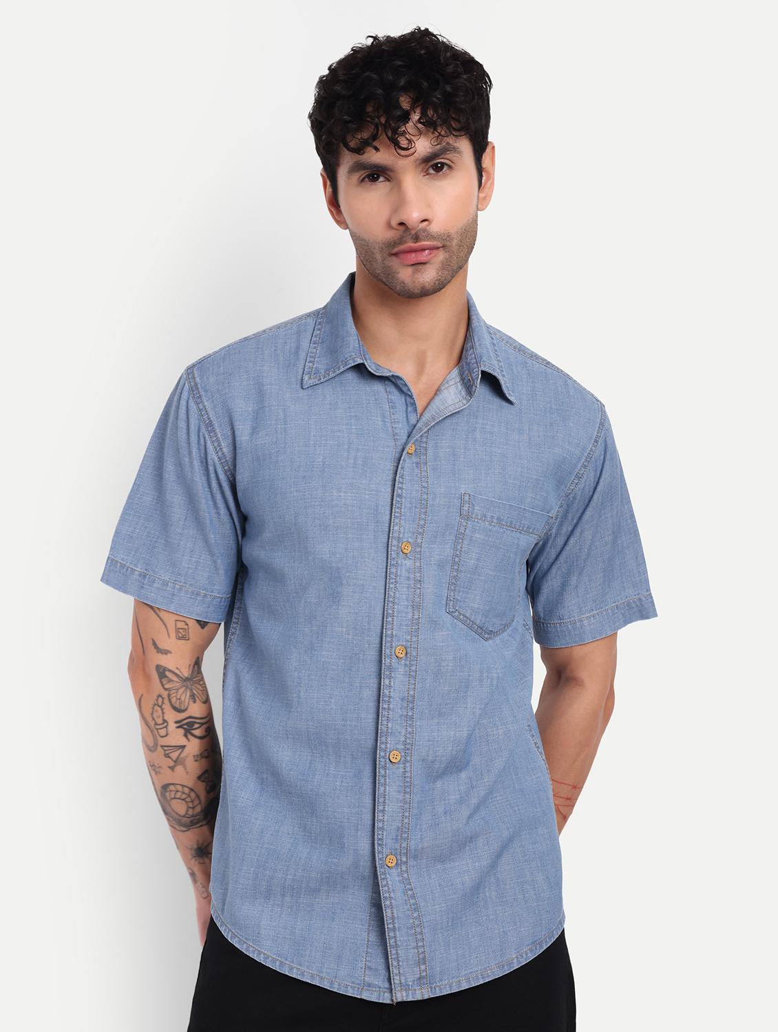 men solid short sleeve regular fit casual shirt