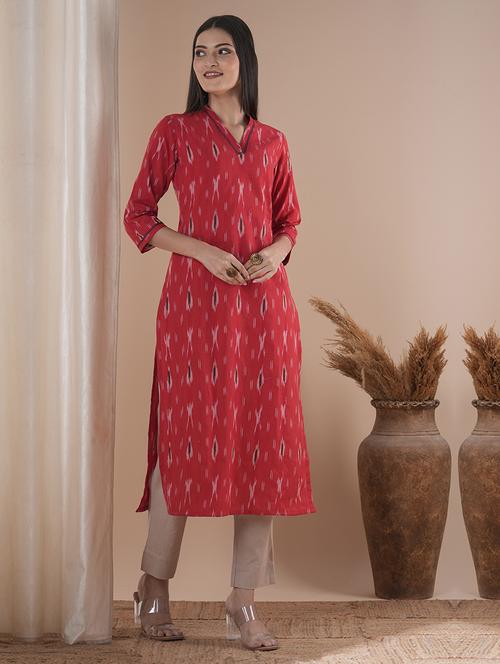 women three quarter sleeve straight kurta - 21881145 - Standard Image - 0