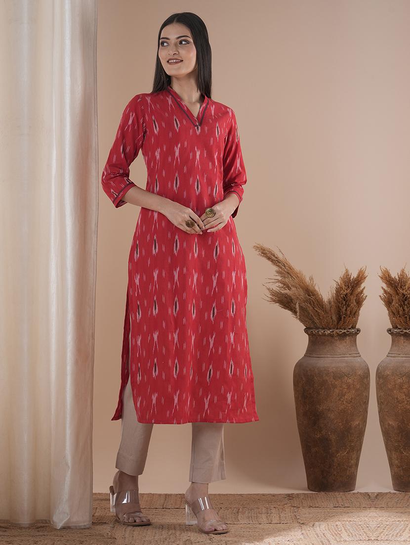 women three quarter sleeve straight kurta - 21881145 - Zoom Image - 0