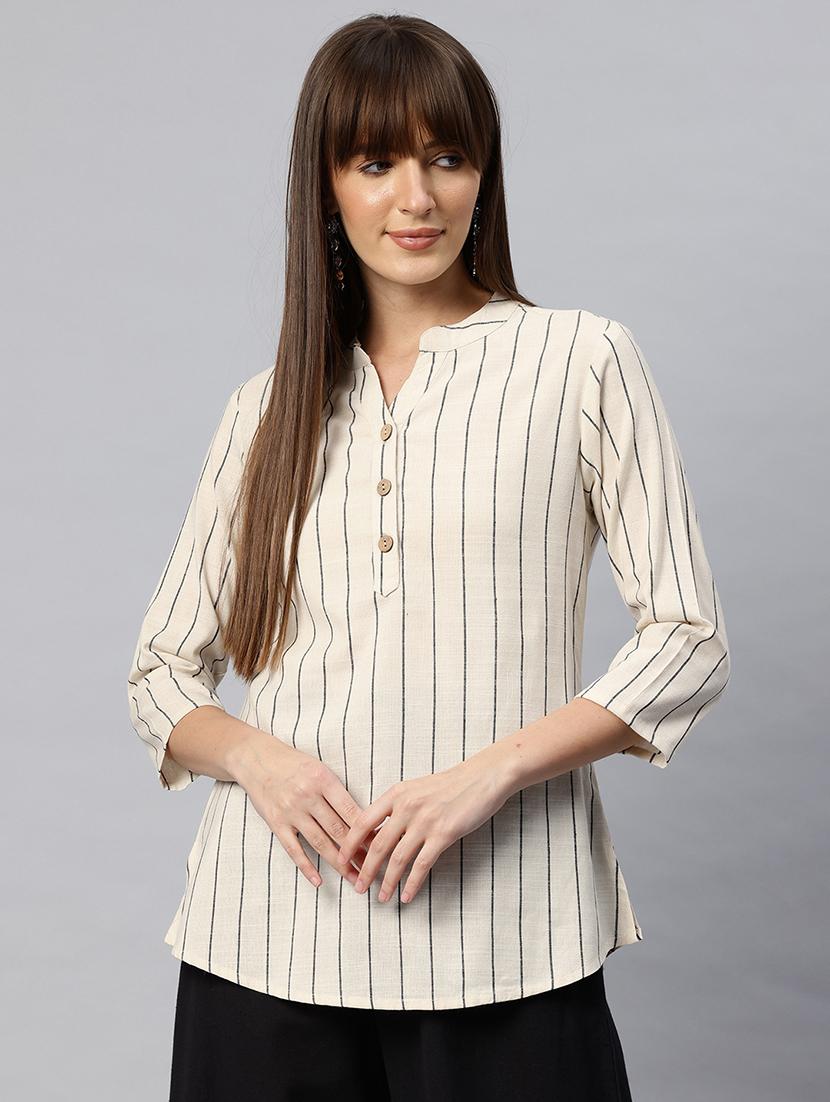 women striped three quarter sleeves regular top - 21881196 - Zoom Image - 0