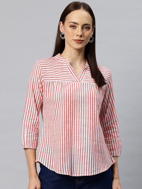 women striped three quarter sleeves top - 21881202 -  Standard Image - 0