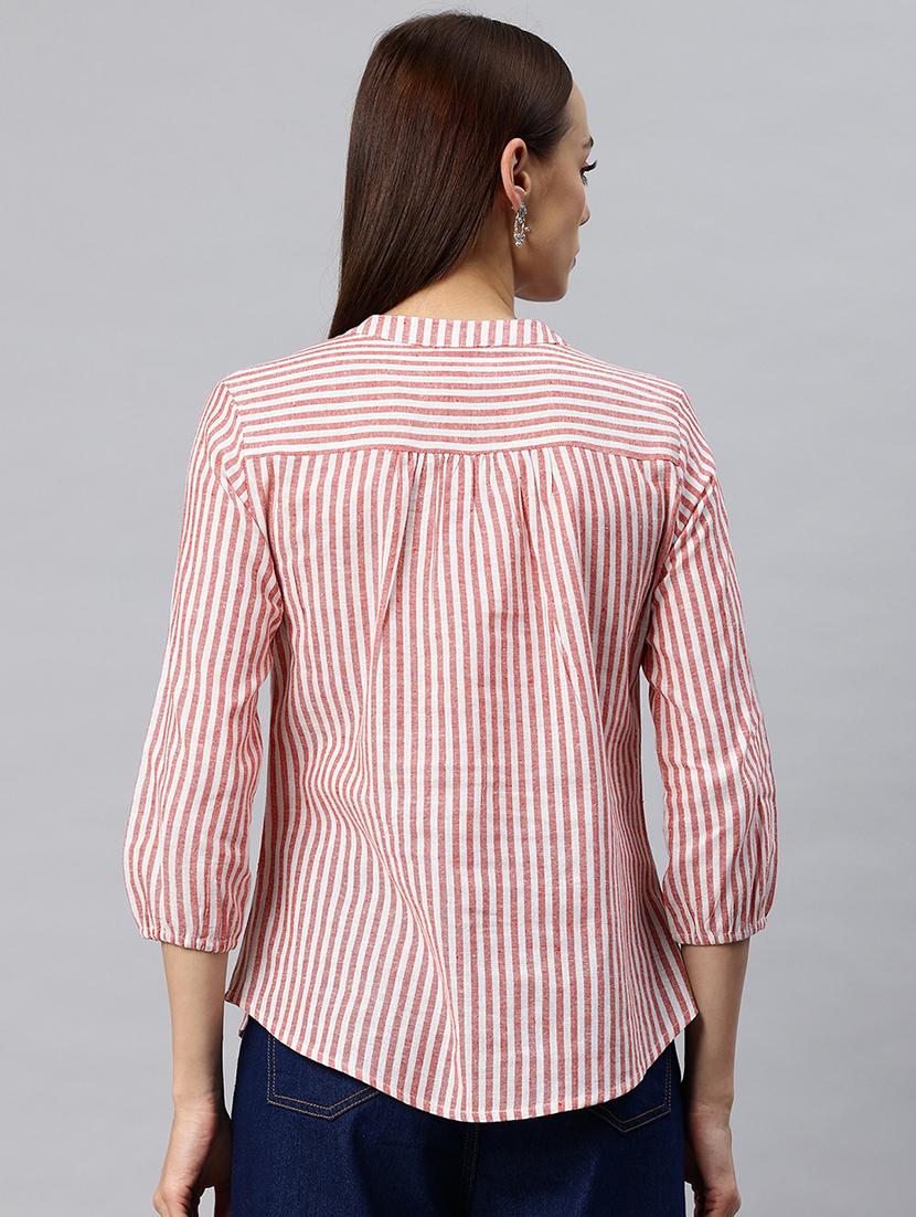 women striped three quarter sleeves top - 21881202 - Standard Image - 2